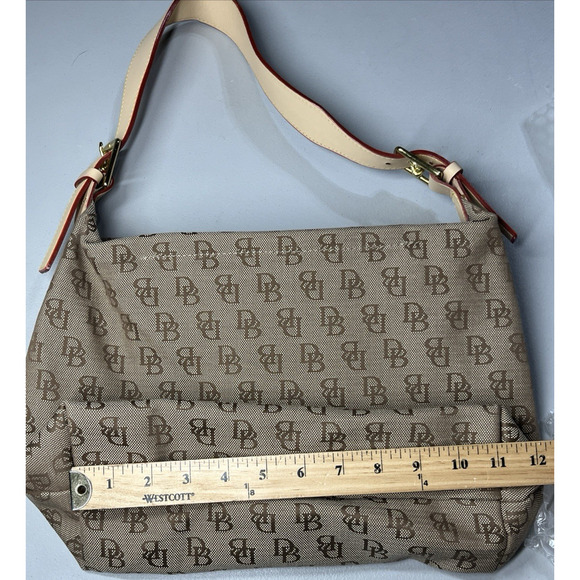 Dooney & Bourke Logo Monogram Print Jacquard Canvas Hobo Shoulder Bag Zip Top - Picture 11 of 16